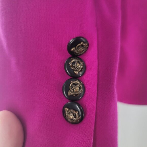 Lauren Ralph Lauren Blazer Jacket Size 0 Pink Black Velvet Collar - Picture 6 of 11